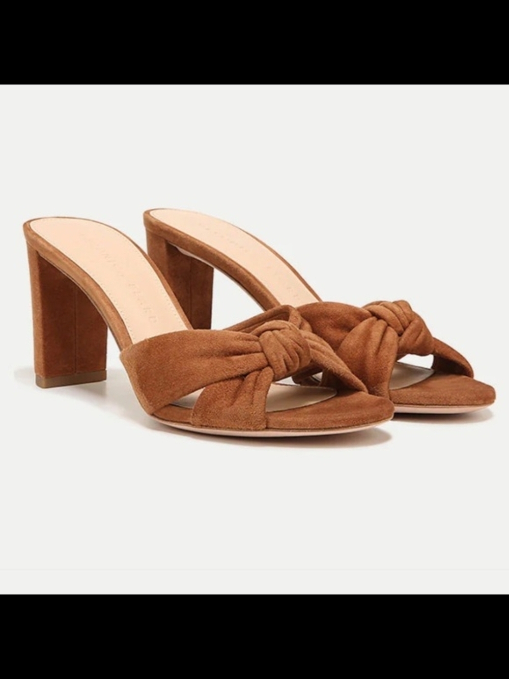 Veronica Beard Ganita Suede Knot Mule Sandals - Chestnut Brown